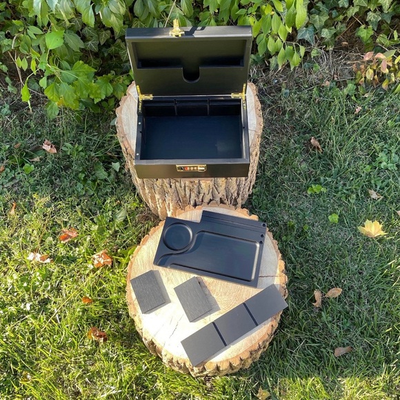 Custom personalized Engraved Bamboo smoking Stash storage box black color - Picture 10 of 10